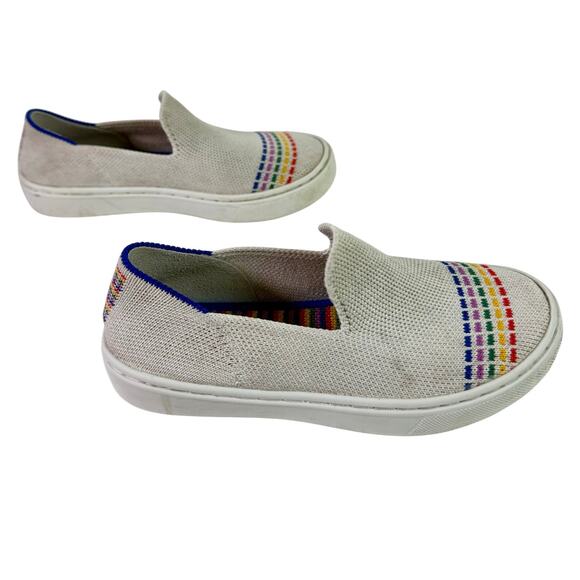 Rothy's Girls 12 White Rainbow Stitching Slip On Shoes Comfort Pride Play School - Picture 2 of 8